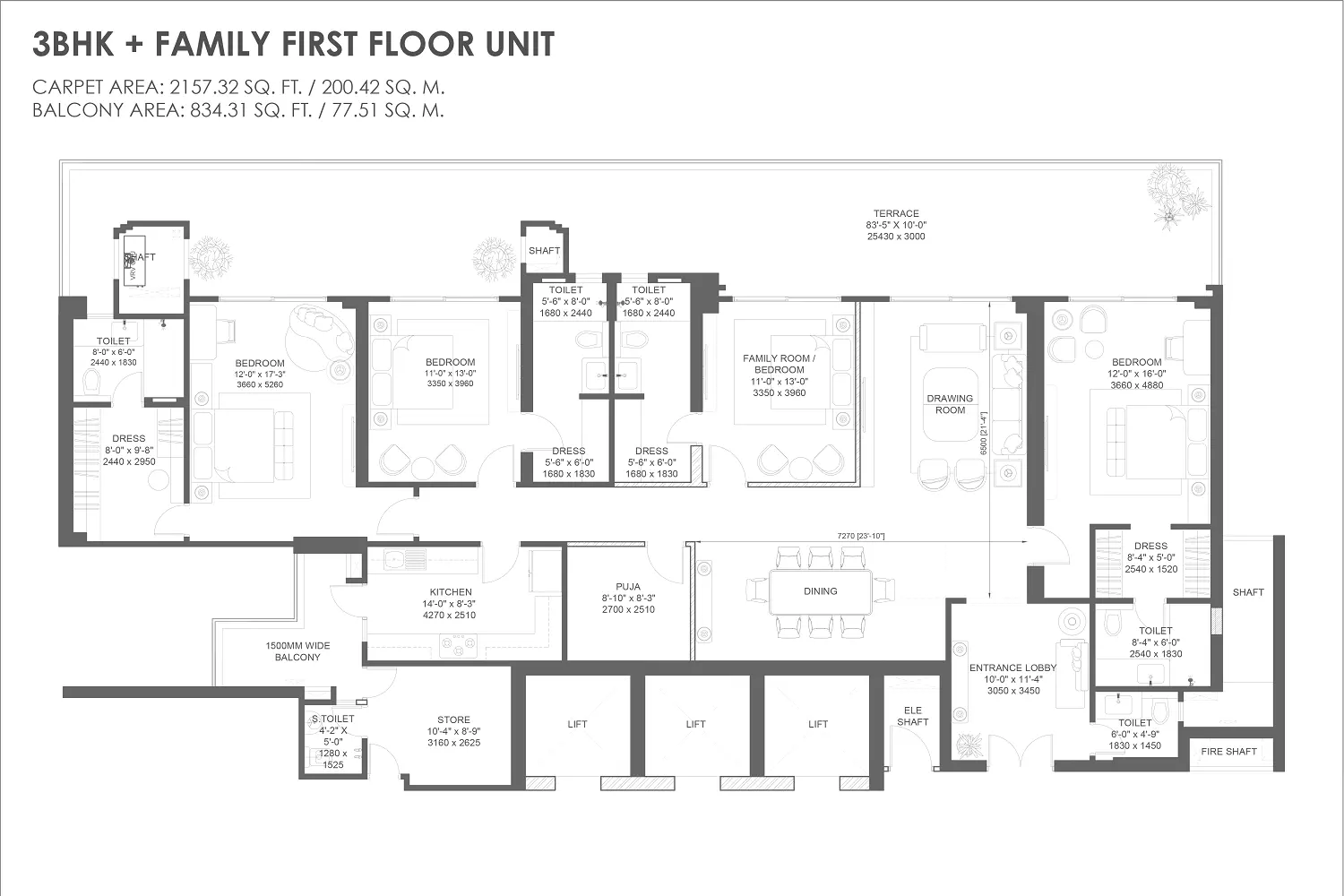 the sunflower 3 BHK Family first floor